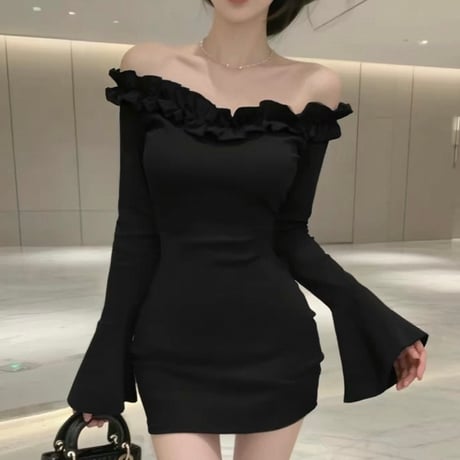 Off Shoulder Frill Mini Onepiece