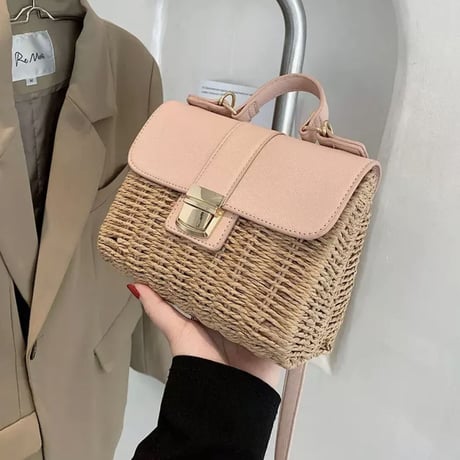 pink straw bag