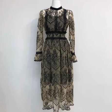 mao様ご着用*.シックレースロングワンピ