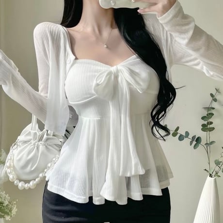 Sheer Ribbon Bustier Top