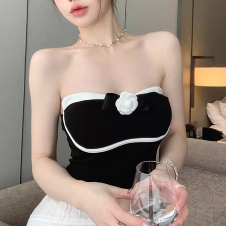 Rose Ribbon Tube Top 2色