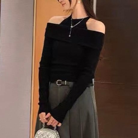 Soft Rib Off Shoulder Knit Top 3色