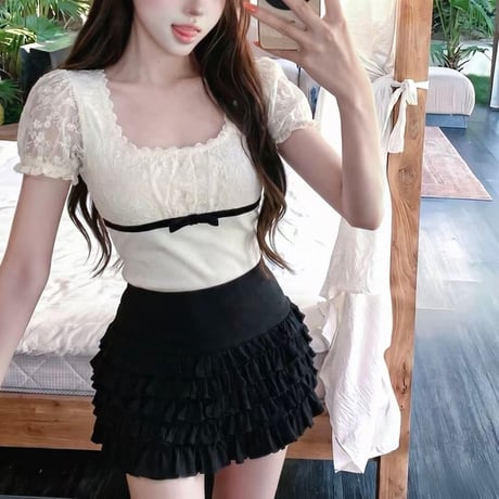 Lace Ribbon Frill Set