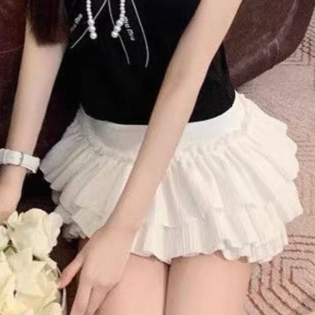 Frill Mini Skirt Pants 2色