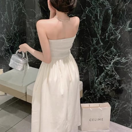 Shirring Tube Flare Dress 2色