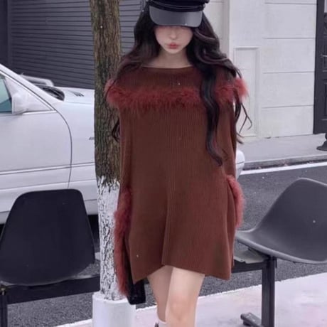 ファーオフショルポンチョ 2色