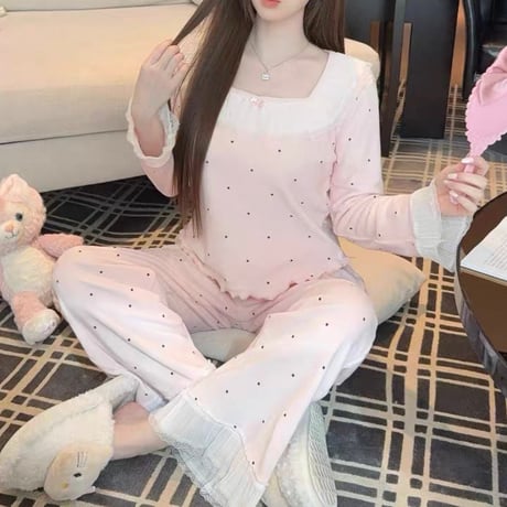 Dot Ribbon Pajama Set 2色