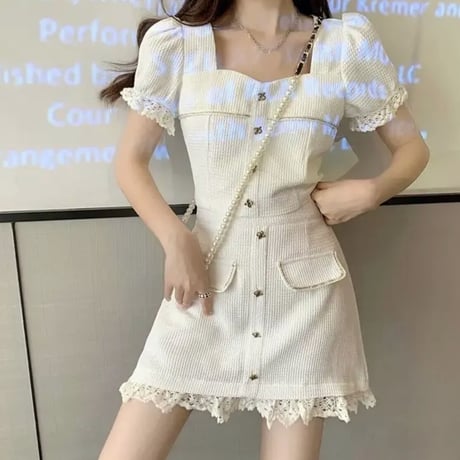 レース付きgirly 半袖セットアップ2色