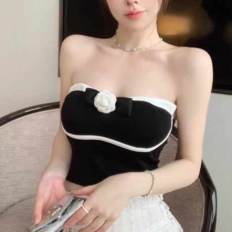 Rose Ribbon Tube Top 2色