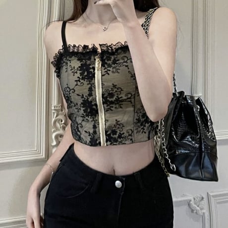 lace fastener camisole 2色