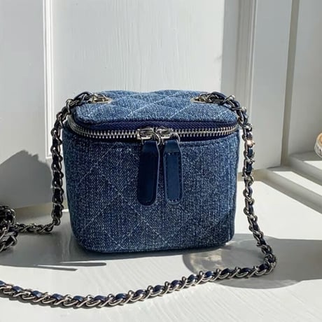 denim quilting mini bag 2色