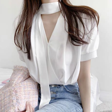 neck point simple tops4色