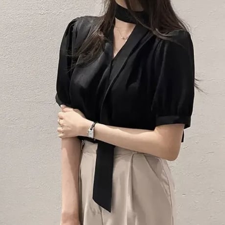 neck point simple tops4色