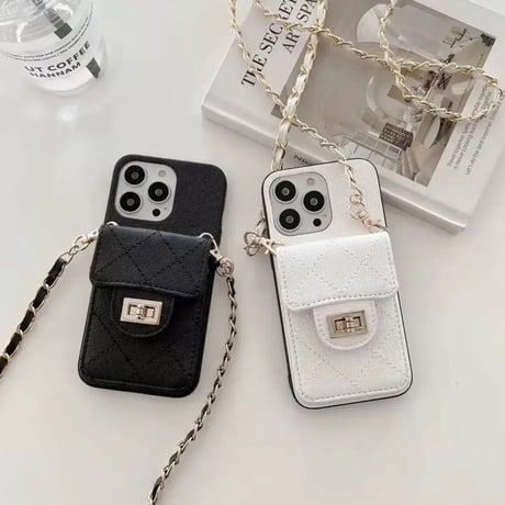 収納付きキルティングiPhoneケース 2色