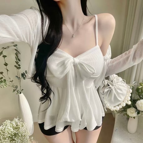 Sheer Ribbon Bustier Top