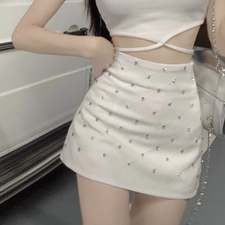 kira kira ビジュー付き スカート 2色