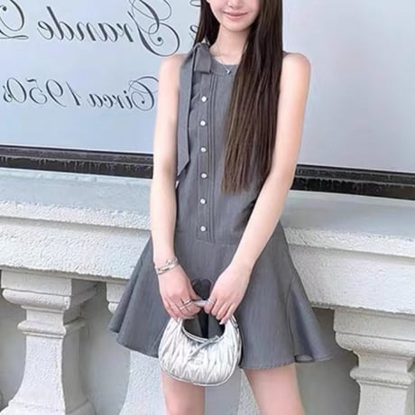 黒崎るりか様ご着用♡Button design ribbon dress 2色