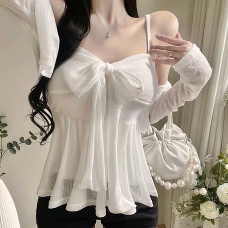 Sheer Ribbon Bustier Top