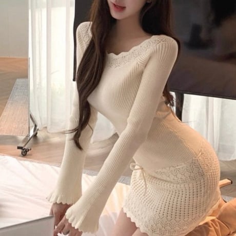 Ivory Lace Knit Onepiece