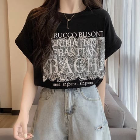 lace lettering Tシャツ 3色
