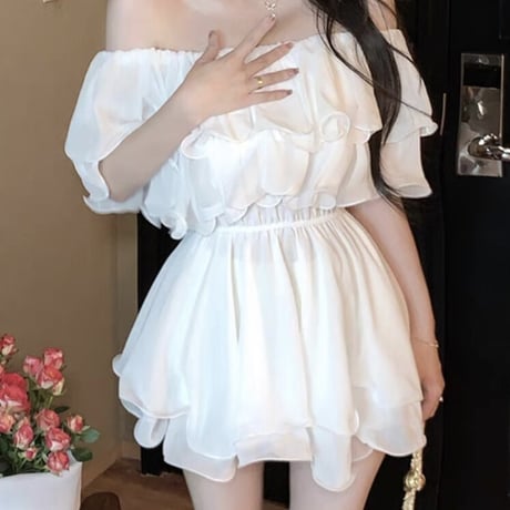 シフォンオフショルチュニック
