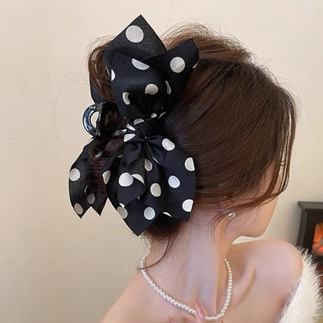 Polka Dot Bow Hair Clip 2色