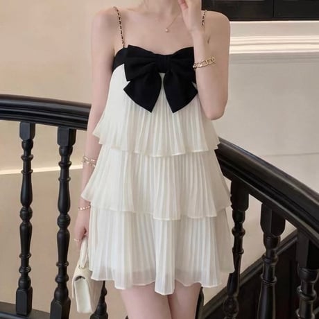 Ribbon Tiered Mini Dress