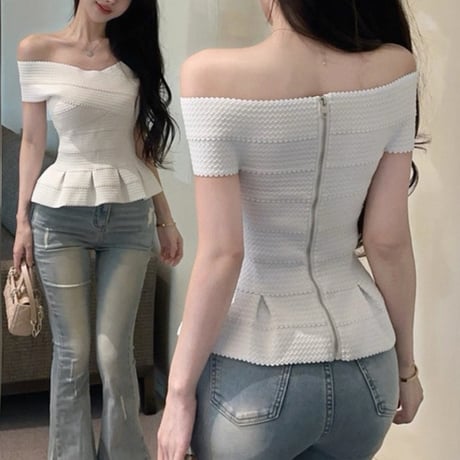 瀬戸りこ様ご着用♡Elegant Peplum Knit Top 2色