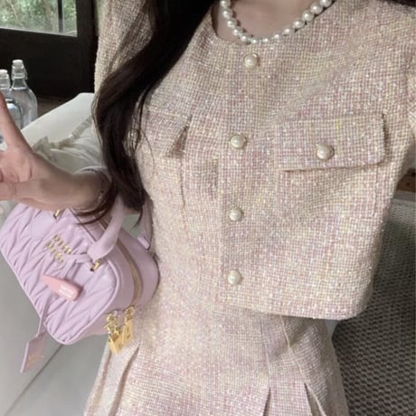 mix color pleats skirt  setup