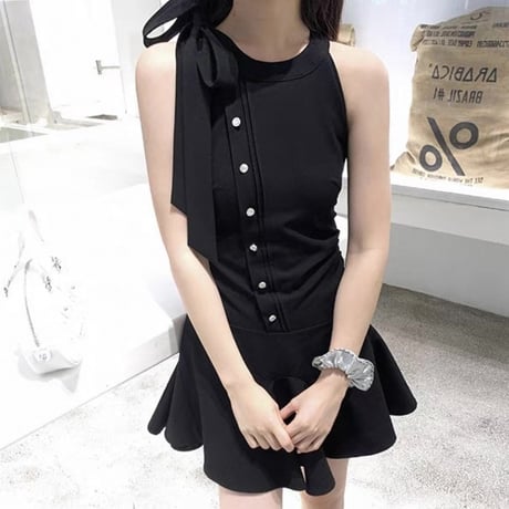 黒崎るりか様ご着用♡Button design ribbon dress 2色