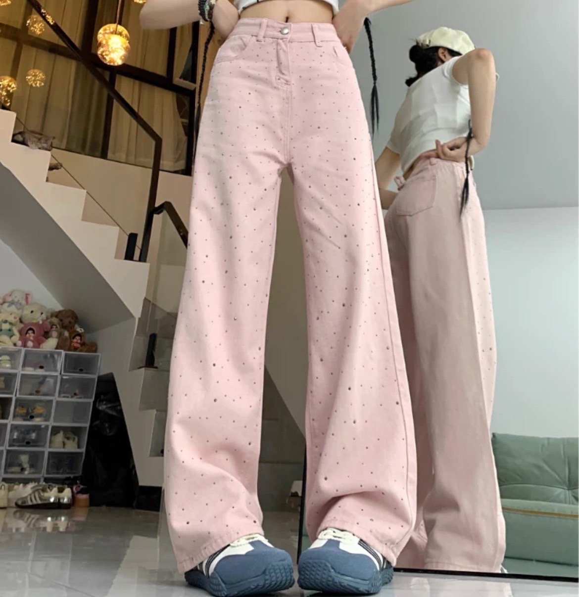 キラキラストーンピンクパンツ | ecrea