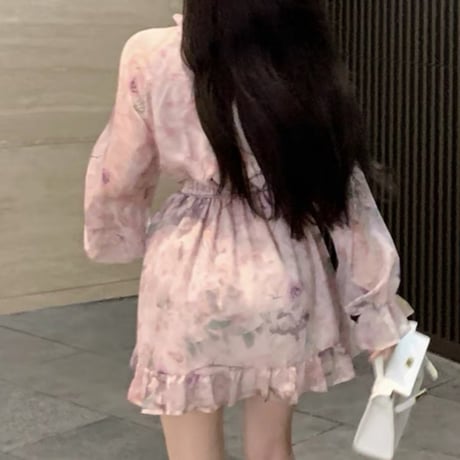flower pink chiffon op