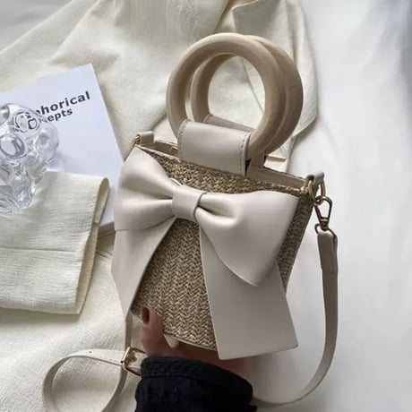 立体リボンstraw bag 2色