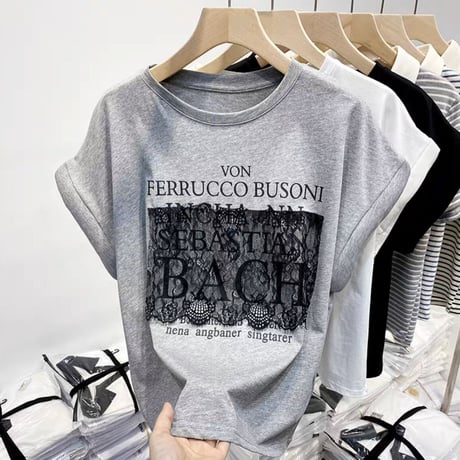 lace lettering Tシャツ 3色