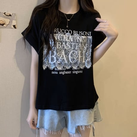 lace lettering Tシャツ 3色
