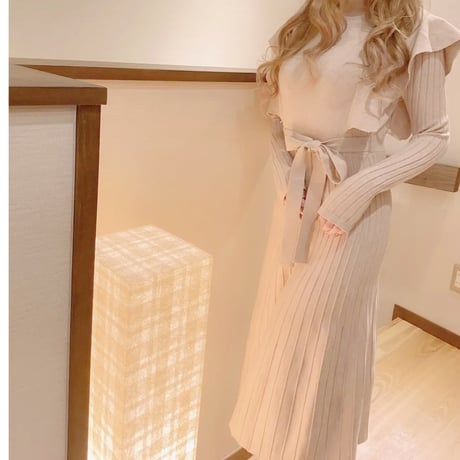 frill natural long onepiece 2色