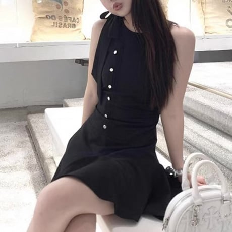 黒崎るりか様ご着用♡Button design ribbon dress 2色