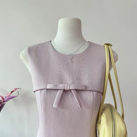 ワントーンリボンプリーツワンピ 2色