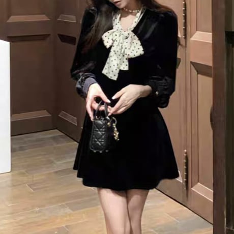 かりん様ご着用♡velour ドットリボン ワンピ