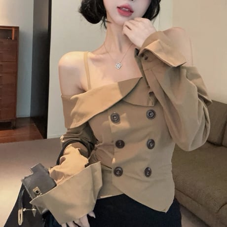 Off-Shoulder Trench Top