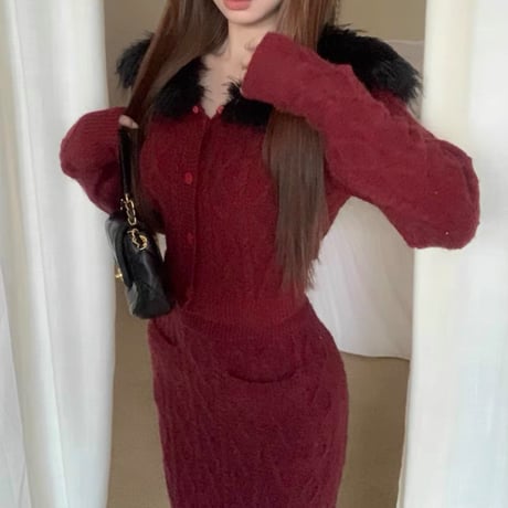 fur casual knit セットアップ 2色