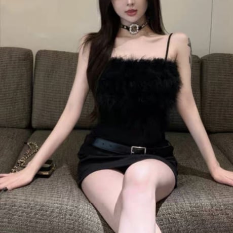 fur short camisole 2色