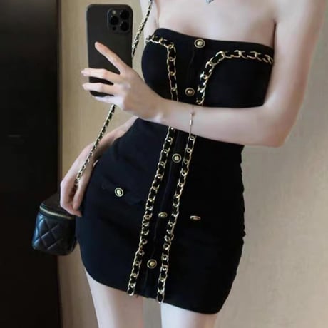 ヴァニラ様ご着用♡Chain design bare tops dress