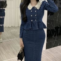 Girlie denim peplum setup