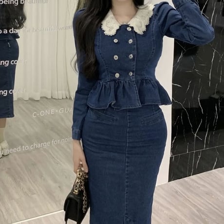 Girlie denim peplum setup