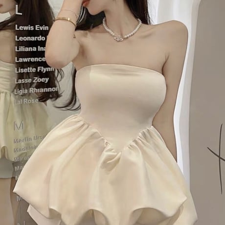 balloon peplum bare tops 2色