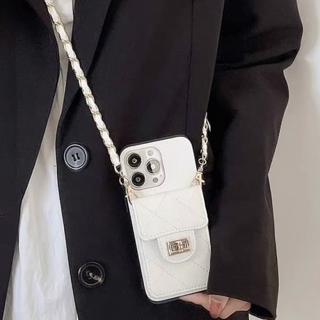 収納付きキルティングiPhoneケース 2色