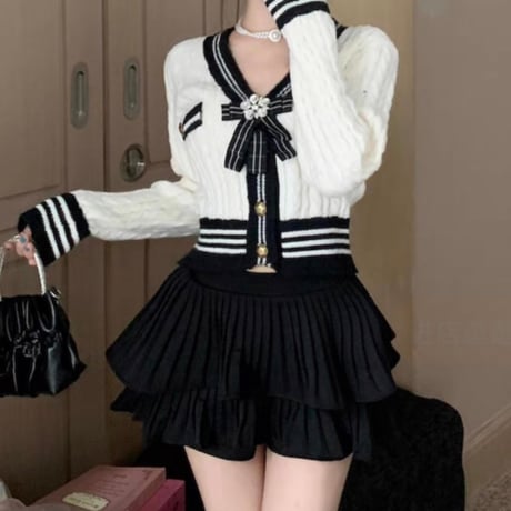 bijou broach バイカラーニットトップス 3色