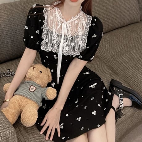 lace＆flower monotone op