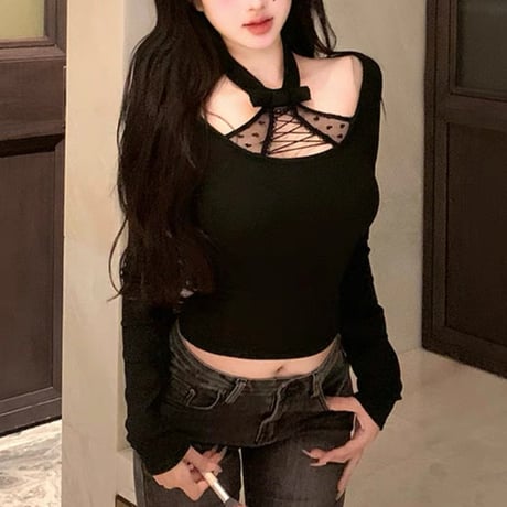 lace up heart tops 3色